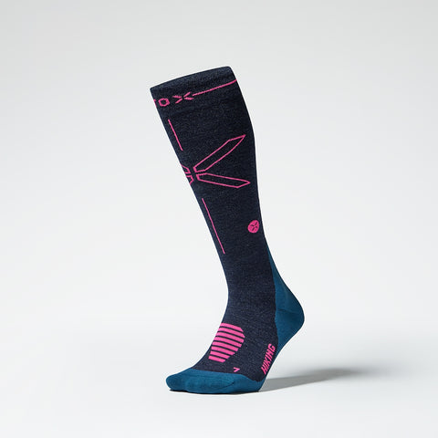 Merino Hiking Socks Women | Dark Blue / Pink